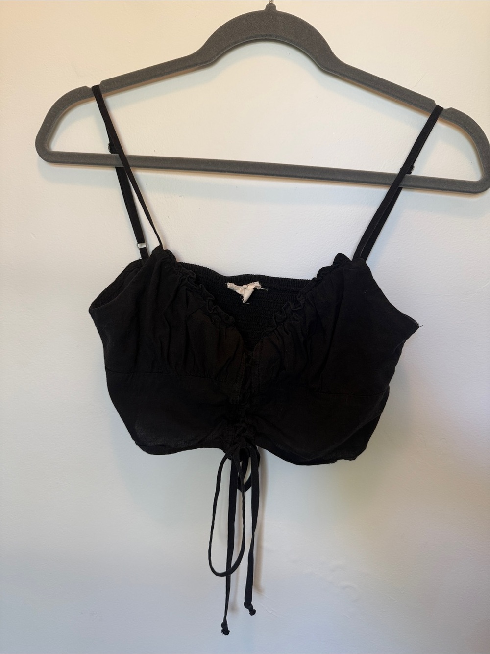 Pacsun Black Ruched Laced up Crop Top